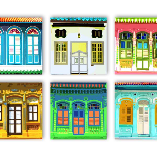 Shophouse pastel coasters